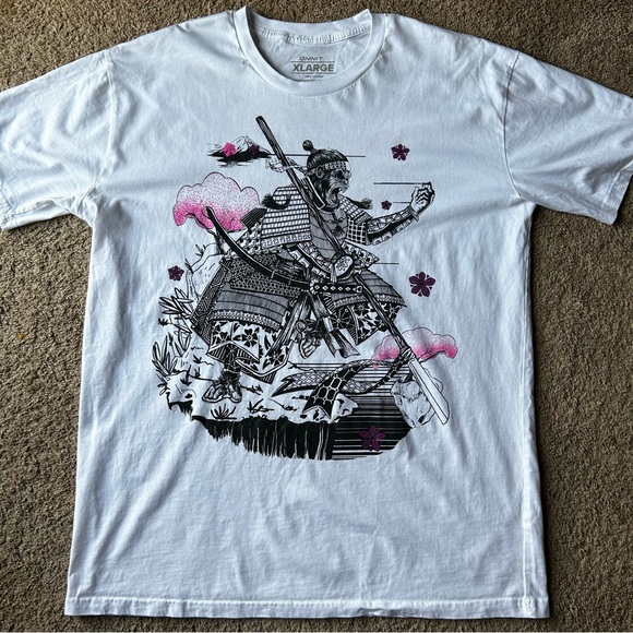 Onnit White Graphic Samurai T-Shirt - Picture 1 of 7